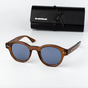 Montblanc Men Sunglasses Brown Blue Round MB0287S 003 NEW AUTHENTIC